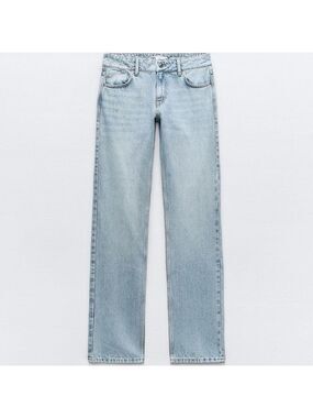Zara Straight Leg Mid Rise Jeans Size 2 Blue